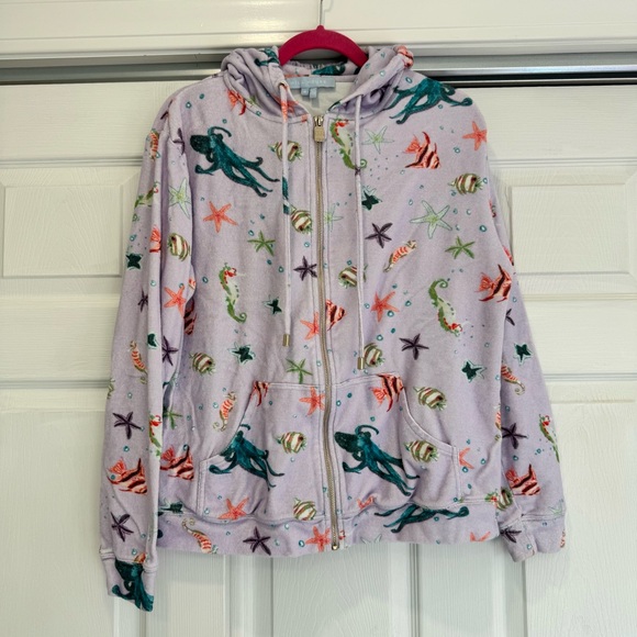 EUC Hill House Allie Zip Up Sea Creature French Terry Medium - Picture 1 of 2